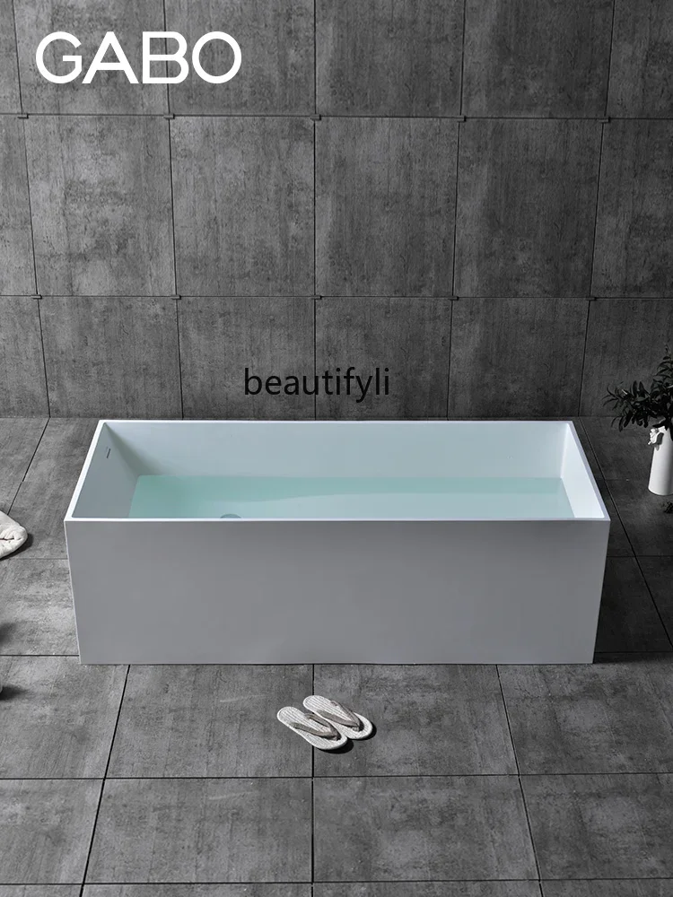 Household Polymer Artificial Stone Bathtub Small Apartment Adult Bath Tub Independent