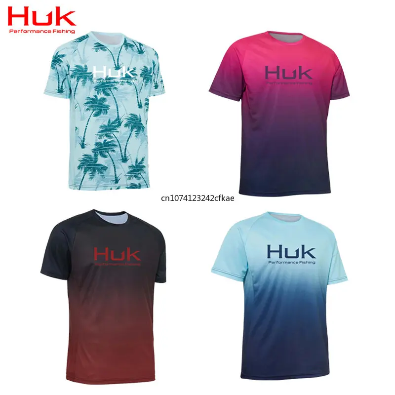 2023 HUK short-sleeved fishing shirt men's summer sunscreen T-shirt outdoor fishing quick-drying Camisa Pesca breathable short-s