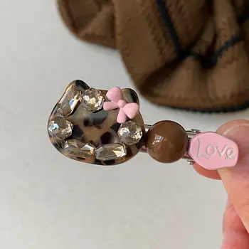 1個可愛獨特設計的水晶貓咪蝴蝶結醋酸纖維髮夾,時尚甜美女孩瀏海夾 10 最佳銷售 貓毛夾 - №4