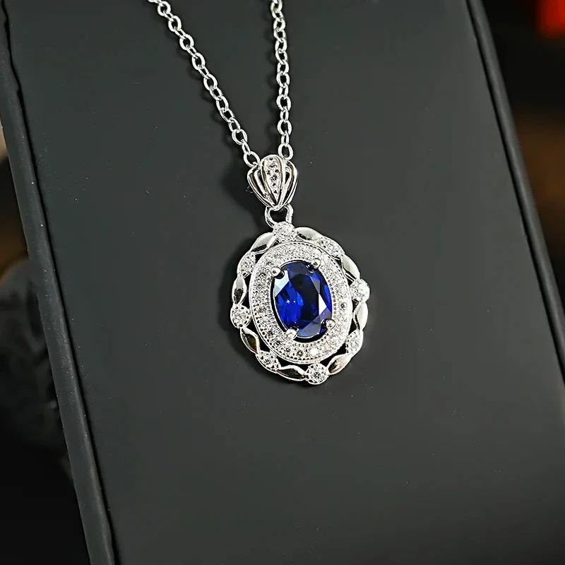 

Ожерелье из антикварного драгоценного камня с кружевом 1 карат, Женская Роскошная и милая Подвеска из серебра 925 пробы, с высокоуглеродистым бриллиантом