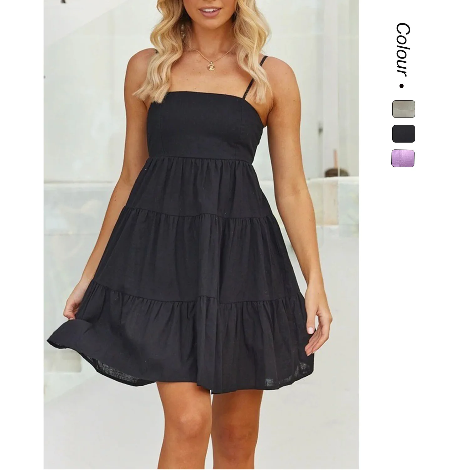 Dolce ort Strapl Cotone lavorato a maglia Dr Pure Color Fre Sle per la stagione estiva Nuovo arrivo 2025 Dr da donna transfrontaliero