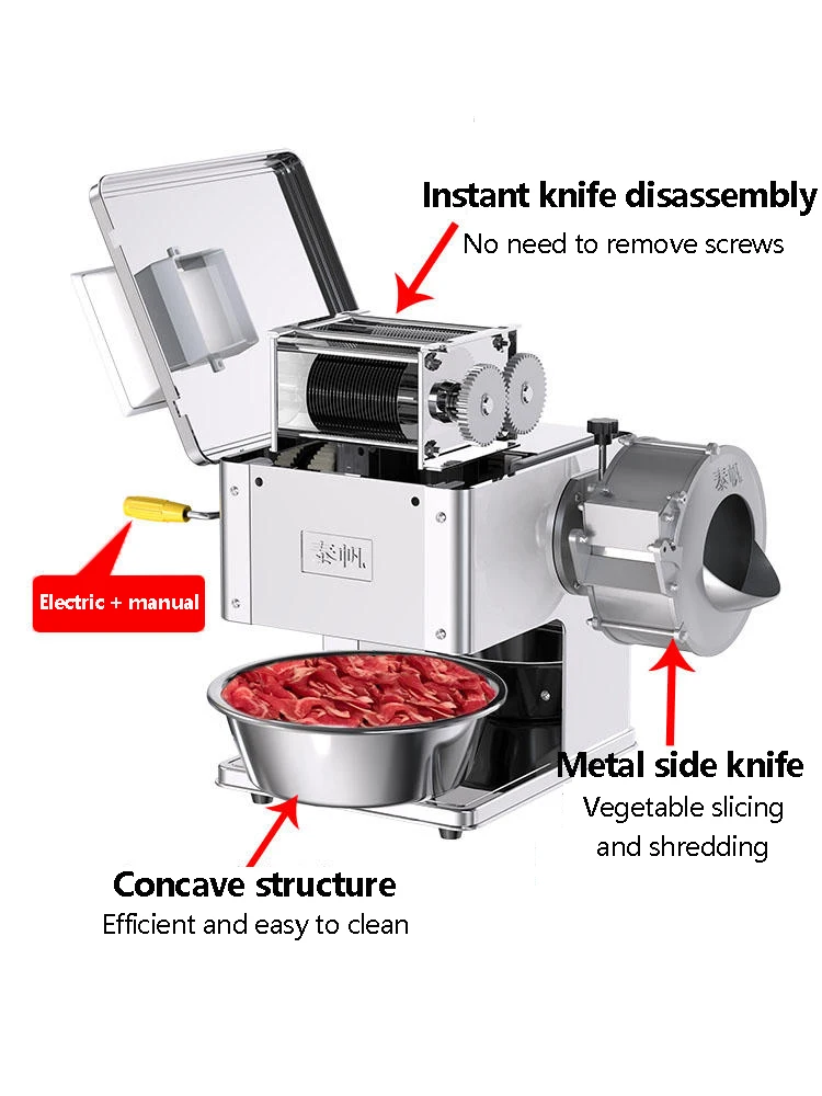 

Commercial Electric Slicer Stainless Steel Small Fully Automatic Meat Grinder For Cutting Meat Fish And Vegetables