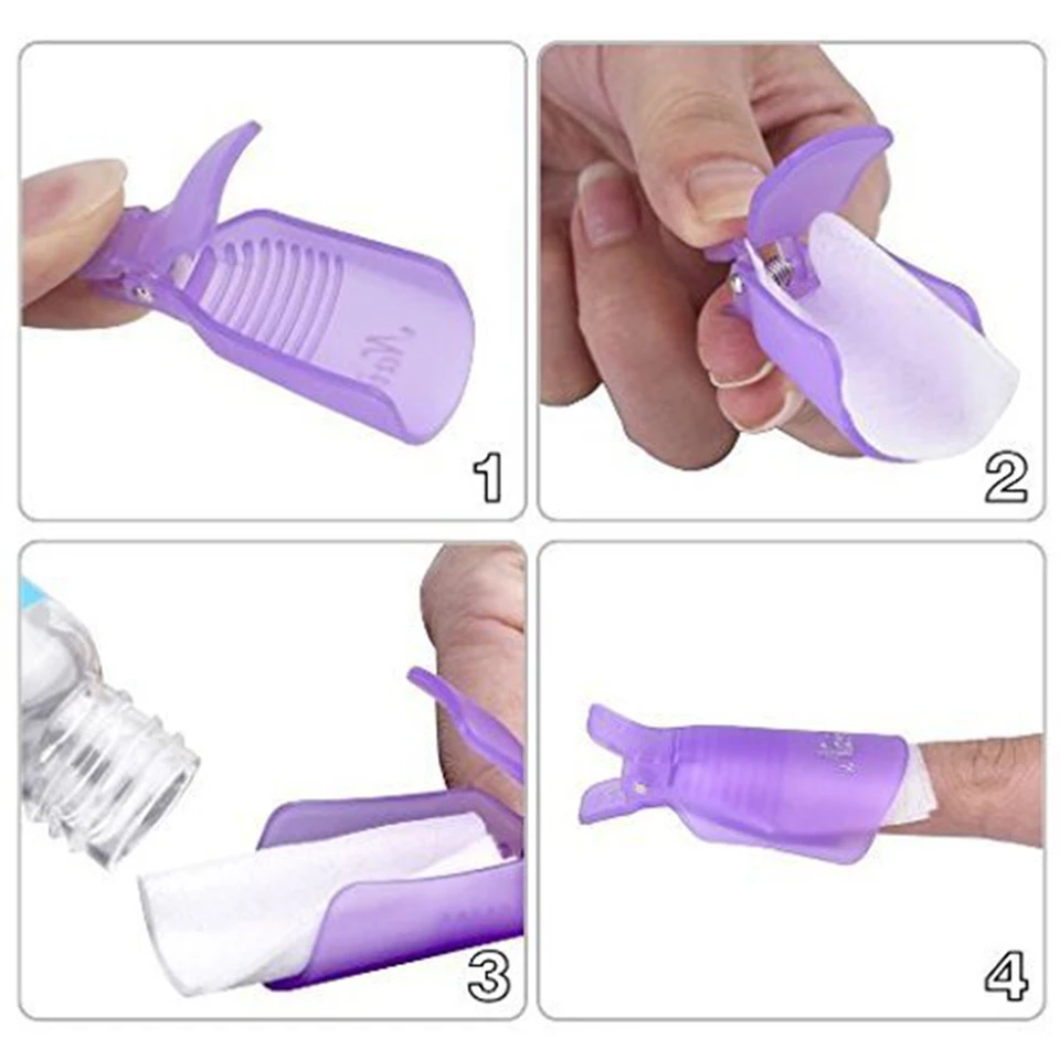 LULAA 10/16 piezas de clips de plástico para remover gel acrílico, con remojo, herramienta para quitar esmalte en gel 3