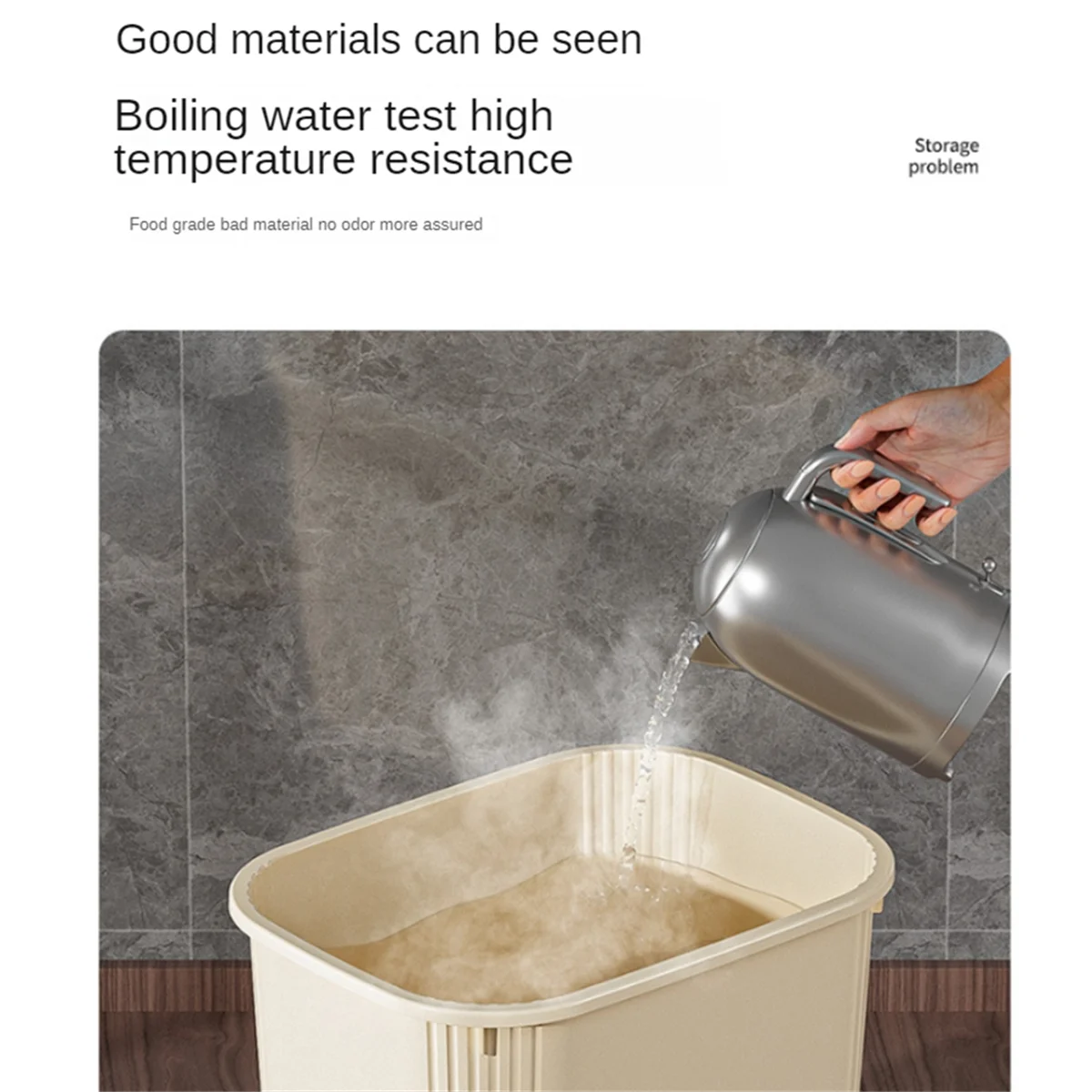 حاويات تخزين الأرز، حاويات الطعام، تخزين المواد الغذائية الجافة، موزعات أغذية الحيوانات الأليفة، للحبوب، فول الصويا (أبيض كريمي) JAS