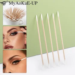 100/300/500 pz lungo doppia testa legno tampone di cotone naso orecchie pulizia delle donne strumento di trucco Lipstik Cotton Buds Tip Sticks Microbrush