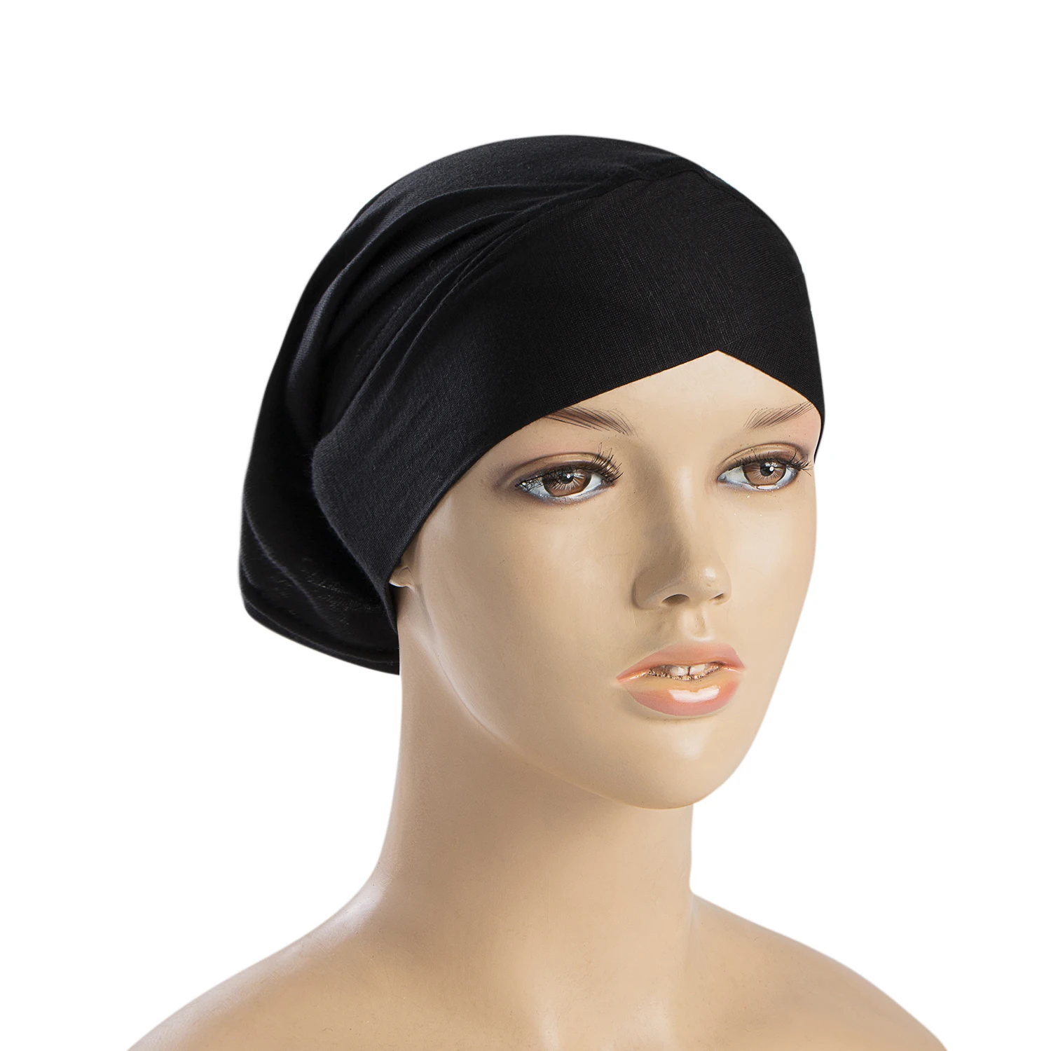 Soft Elastic Instant Cross Hijab Undercap For Muslim Woman Solid Color Underscarf Bonnets Casual Sports Inner Caps Free Size