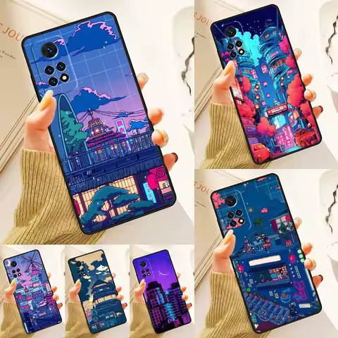 Neon Village Bathhouse Night Case For Samsung Galaxy S24 Plus S23 S20 S21FE Lite S22 Ultra Note 20 S8 S9 S10 Phone Coque