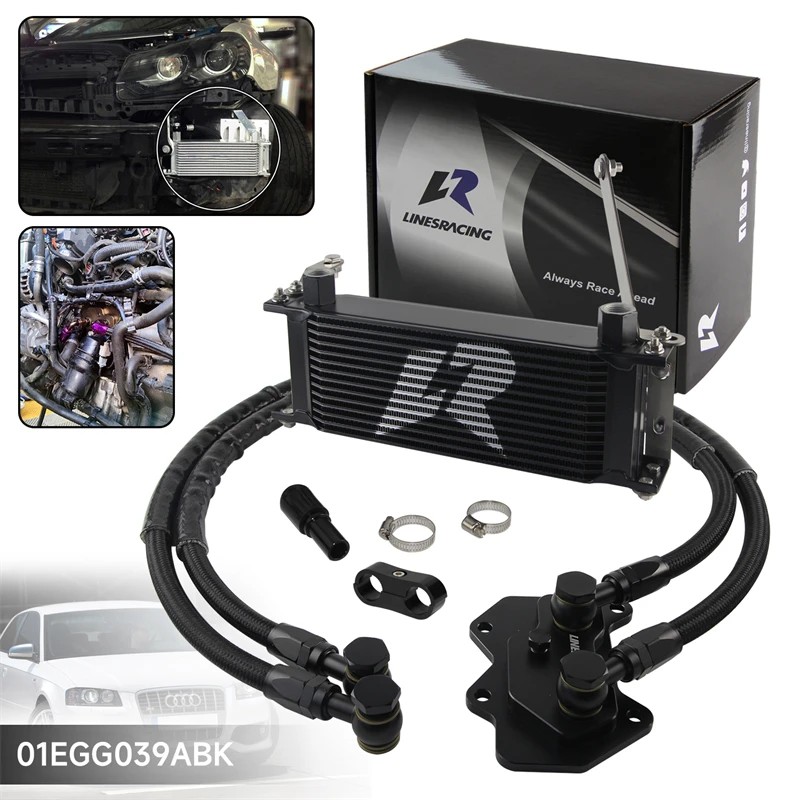 Kit de enfriador de aceite de aluminio, 14 filas, negro, para VW Golf R GTI MK5 MK6 03-08 y AUDI A3/S3 06-08