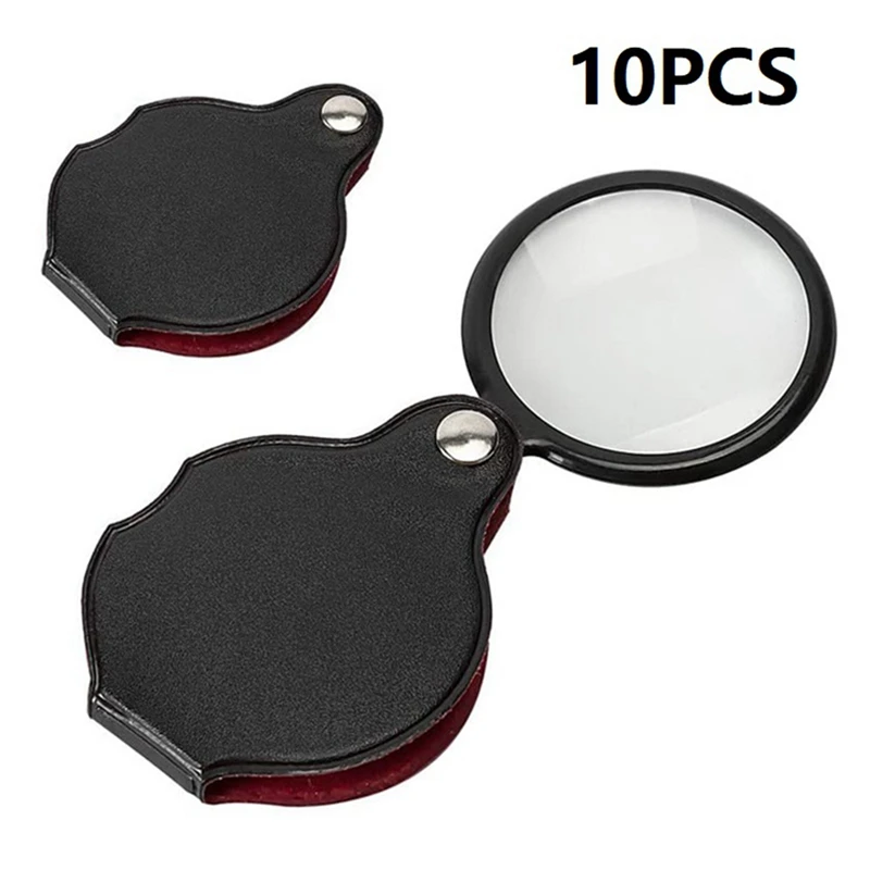 

10 PCS 50Mm Folding Magnifying Glass For Reading Books, Viewing Electronic Products And Jewelry