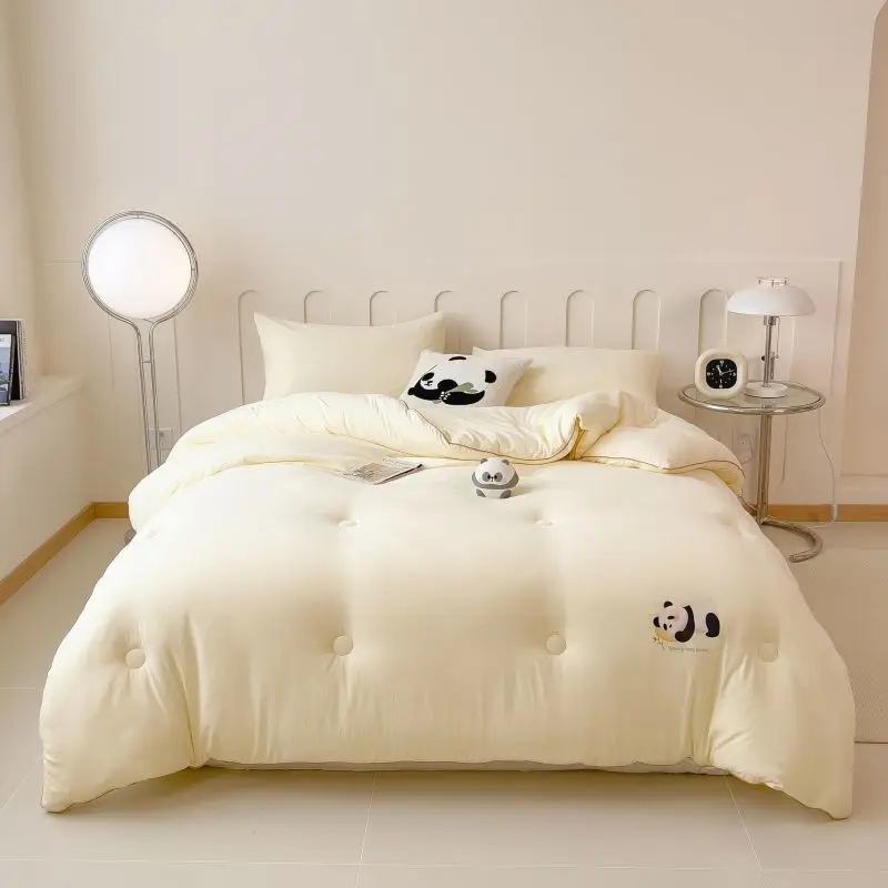 1Pc Cloud Cotton Panda Quilt Core Suitable for Bedroom Apartment Simple Pure Color Printing 150/180/200cm Multi-Size