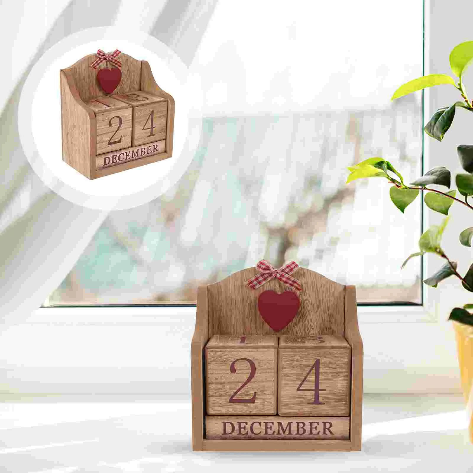 

Wooden Calendar Bookcase Decor Desk Blocks Perpetual Date Decorate Classic Table