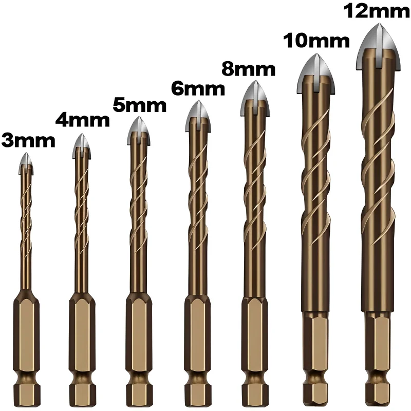 Cross Hex Tile Bits Glass Ceramic Concrete Hole Opener Alloy Triangle Drill Size 3/4/5/6/7/8/10/12MM