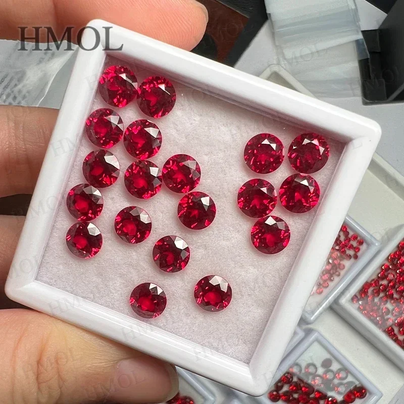 

Lab Grown Ruby Factory Round Shape Red Color Top Loose Stone Materials Selectable AGL Certificate Beads DIY HMOL Jewelry Making