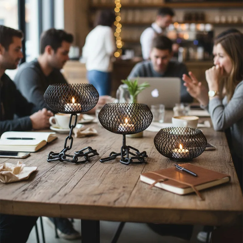 Vintage Iron Chain Candle Holder 2