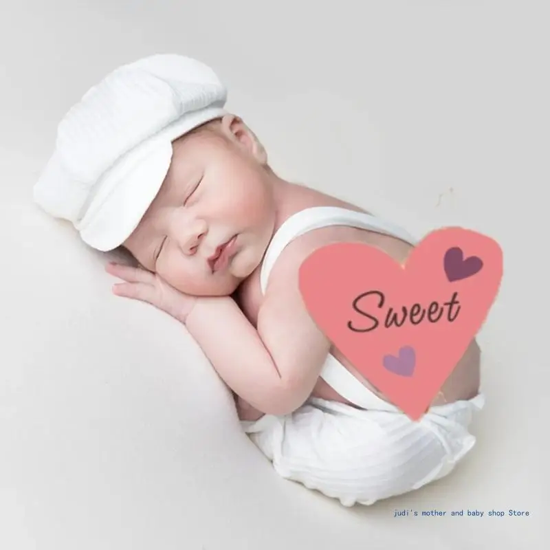 

Newborn Photography Props Baby Boy First Picture Outfit Photoshoot Shower Gift Cotton Overall with for 0-1 month