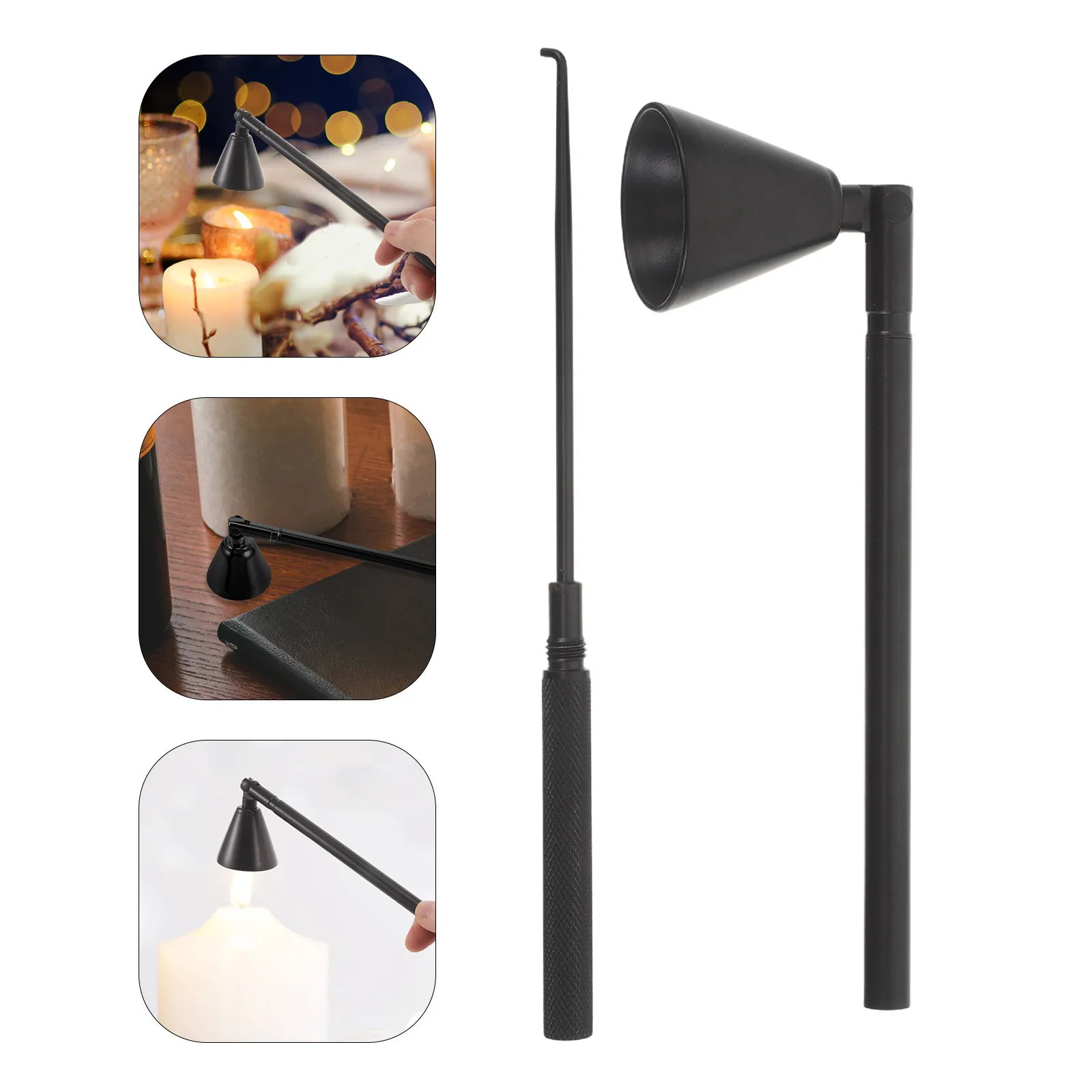Stainless Steel Snuffer 2-in-1 Wick Dipper Extinguisher Bell Cover Flame Snuffer for Tea Light Jar Candles Care