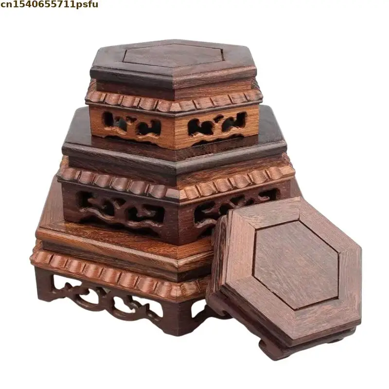 Miniature Wooden Coffee Tea Sets Pedestal Standing Flower Base Figurines Vase Flower Pot Sorting Table Bonsai Plant Shelf