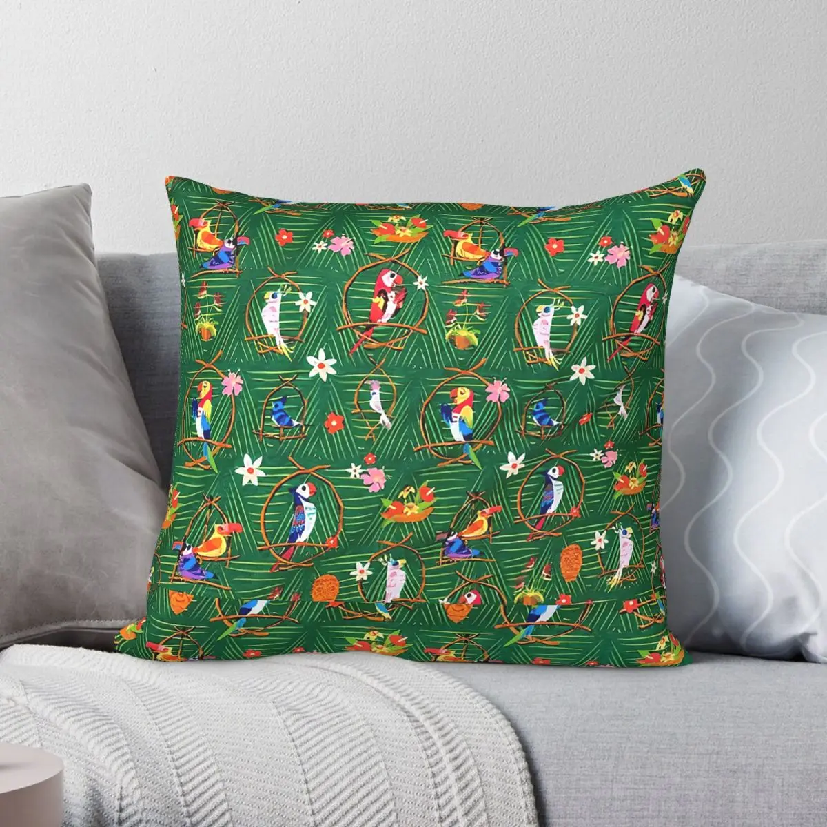 Enchanted Tiki Animal Pillowcase Polyester Linen Velvet Creative Zip Decorative Pillow Case Home Cushion Cover