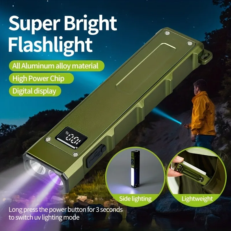 Super Bright 10000 Lumens LED Flashlight 3 Light Sources 9 Modes USB Rechargeable Magnetic Pocket Torch for Camping Emergency