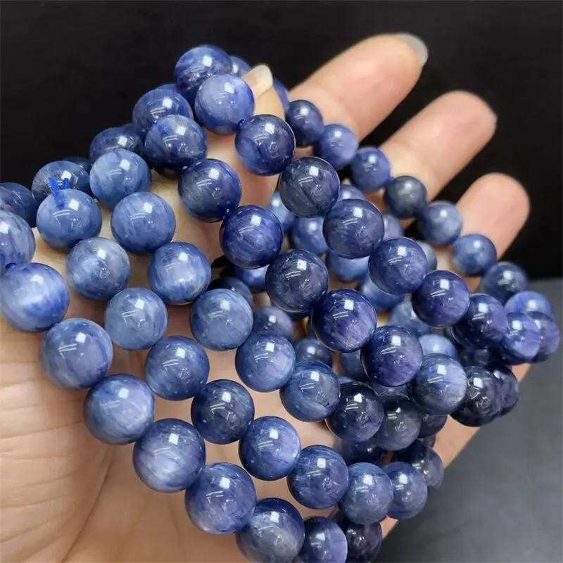 

10MM Natural Kyanite Bead Bracelet Gemstone Fashion Crystal Healing For Women Jewelry Wrist Gift 1PCS