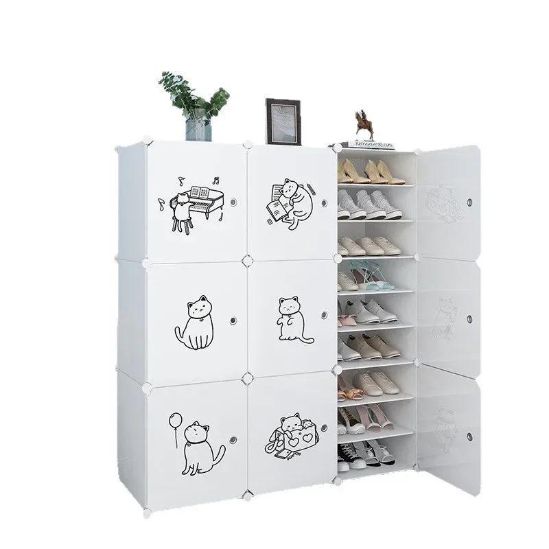 Simple dust-proof shoe rack, multi-layer household e****mic dormitory, large-capacity space-saving shoe cabinet, assembled an