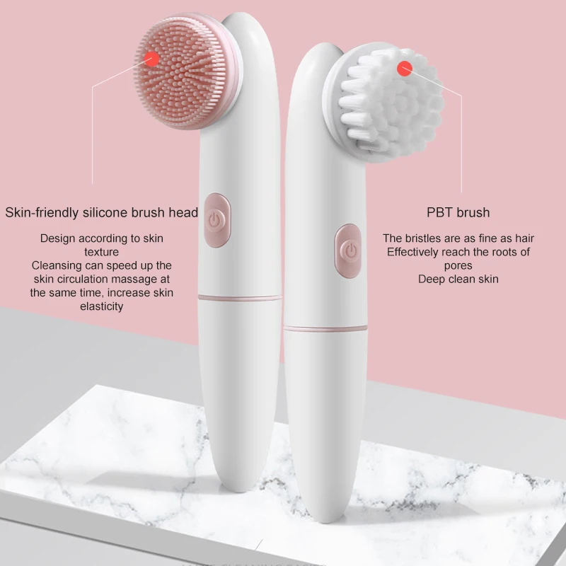 2 في 1 الكهربائية سيليكون فرشاة تنظيف الوجه الاهتزاز تدليك الوجه T منطقة التنظيف العميق إزالة التقشير حب الشباب أدوات العناية بالبشرة