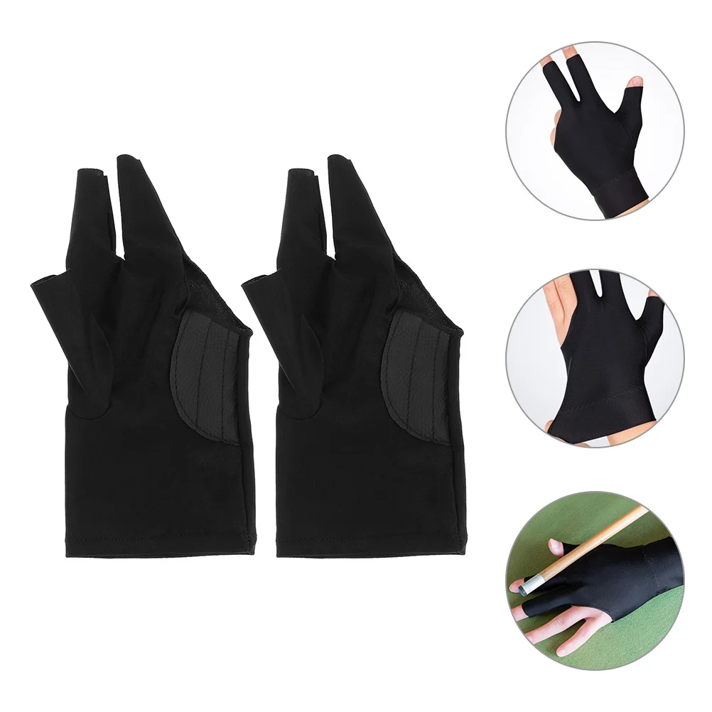 

2pcs Three-Finger Billiard Breathable Stretchable Wear-Resistant Lightweight Pool Cue Comfortable Protective Sports Gloves For