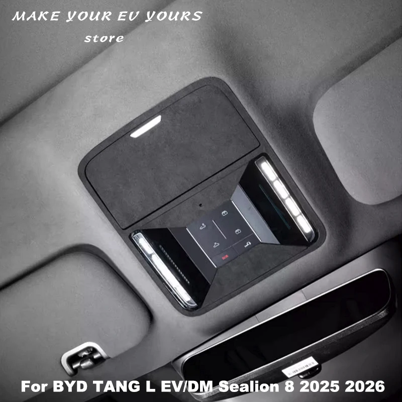 

For BYD TANG L EV/DM Sealion 8 2025 2026 Car Front Reading Light Panel Suede Trim Sticker Alcantara Interior Accessories