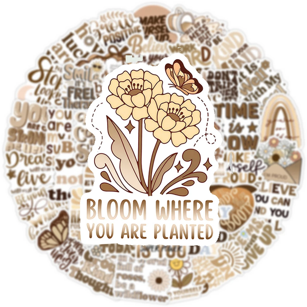 

10/30/50pcs Vintage Art Bohemian Inspirational Phrases Stickers Aesthetic Decal Decorative Notebook Phone Laptop Car Sticker Toy