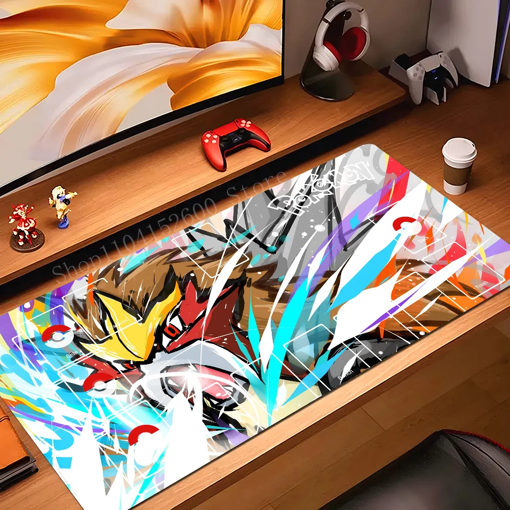 

anime cute P-Pokemon elf Mousepad Mouse Mat Desk Mat With Pad Gaming Accessories Prime Gaming XXL Keyboard Pad