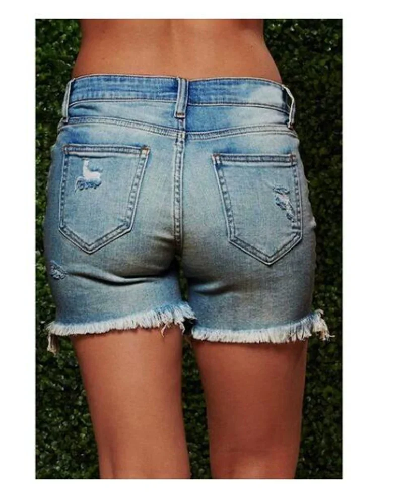 2024 Summer New Women Casual Short Jeans Fashion High Waist Denim Shorts Plus Size Female Hole Ripped Pocket All-match Jeans