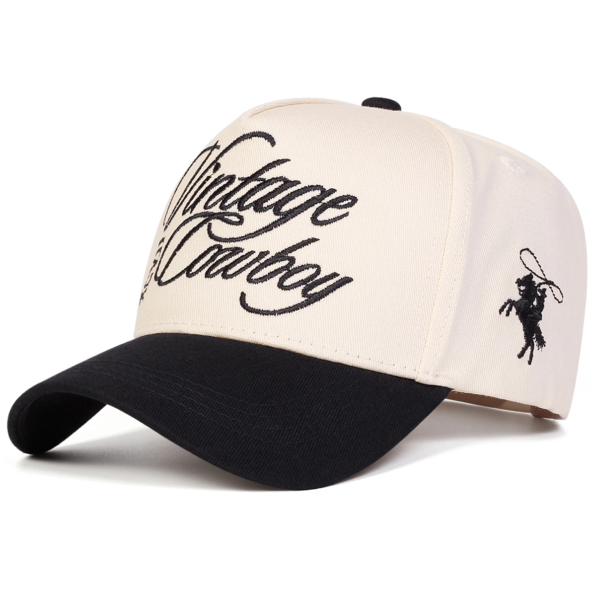 Unisex VINTAGE COWBOY XCVI Baseballkappen mit Stickerei, Frühling und Herbst, für den Außenbereich, verstellbare Freizeithüte, Sonnenschutzhut, Sportkappe – Detail 2