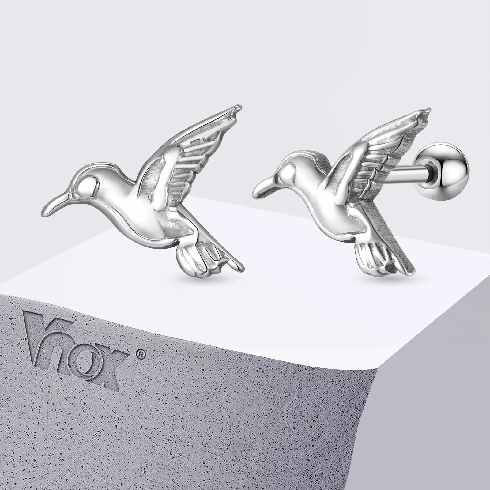 

Vnox Stainless Steel Hummingbird Earrings for Men, 15.3mm Wide Elegant Bird Stud Earrings, Hypoallergenic Piercing Jewelry Gifts