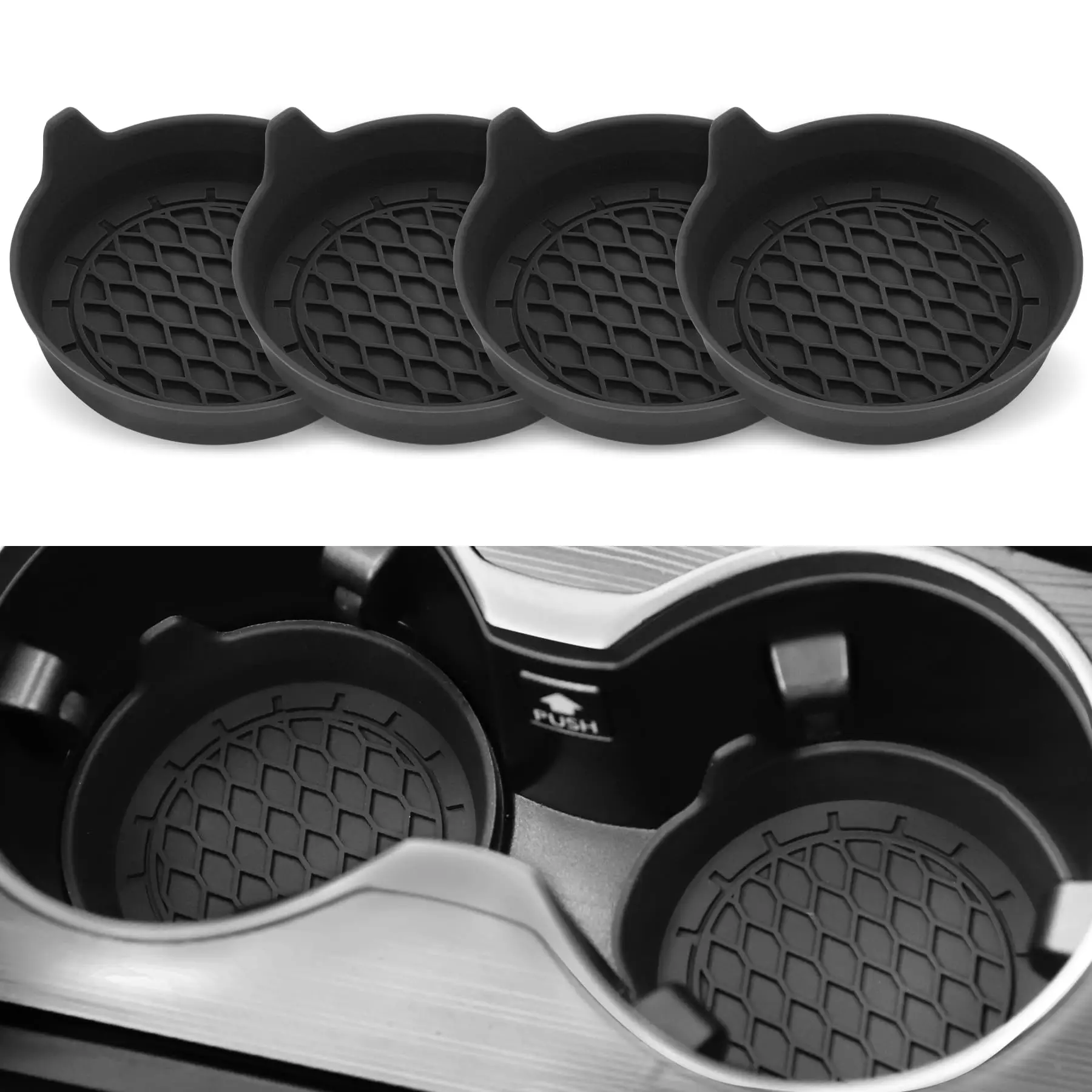 2/4pcs Car Cup Holder Coaster Silicone Cup Holder Insert Universal Non-Slip Cup Holders Car Accessories Interior Silent Cup Pad