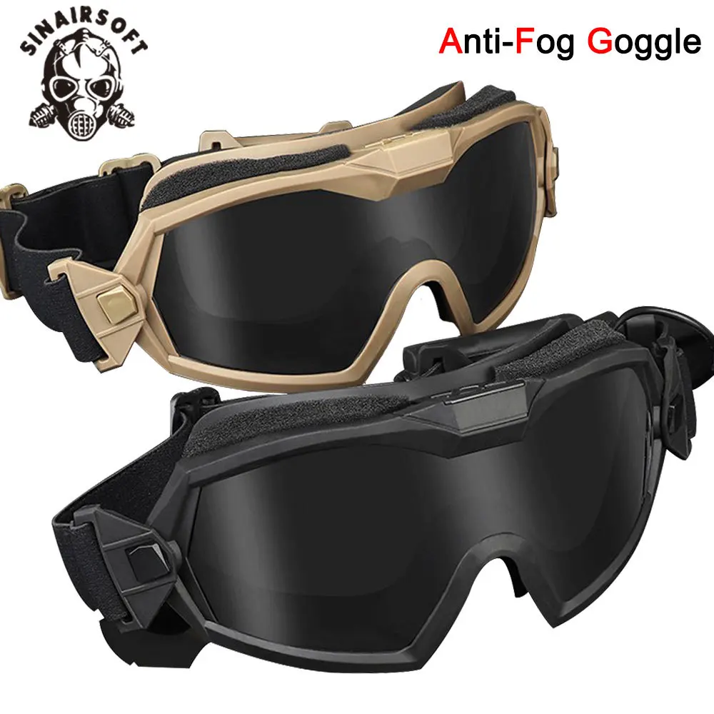 Gogle taktyczne Anti-Fog Anti-Shock z wentylatorem wewnątrz i na zewnątrz podwójny tryb scena Airsoft Paintball kask narciarski okulary