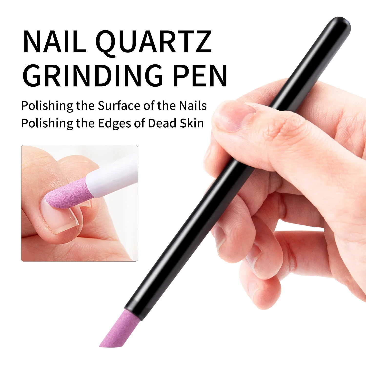 

Grinding Pen 5Pcs Quartz Pen Nail Cuticle Pushers Nail Polish Manicure Stick Nail Files Dead Skin Remover for Natural Nail