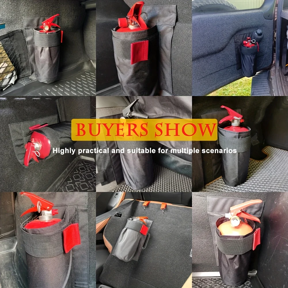 1pc Car fire extinguisher organizer - Durable trunk storage bag and seat back bracket for storing fire extinguishers in vehicles view 2