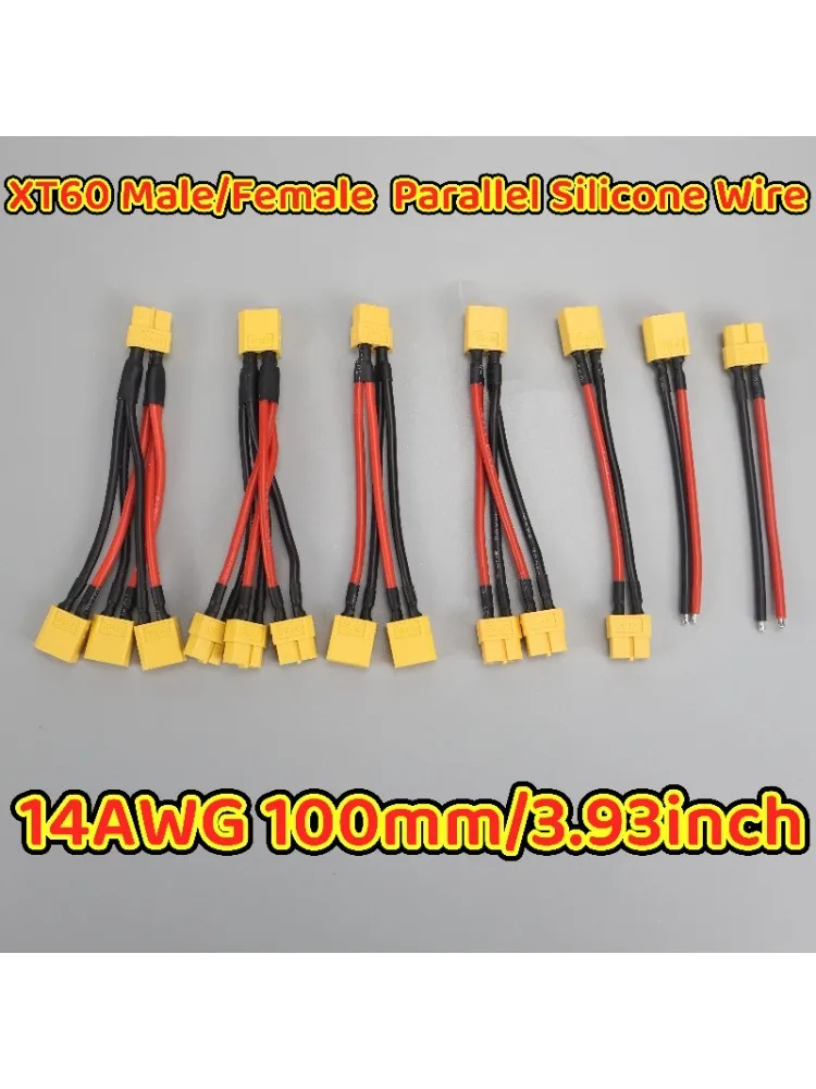 Przewód silikonowy 14AWG z wtykiem XT60 (męski/żeński), rozgałęźnik Y 2/3-drożny do równoległego połączenia akumulatorów i silników RC. — zdjęcie 2