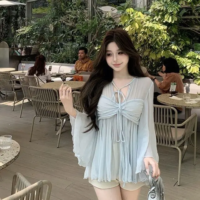 original-large-size-chiffon-shirt-luxury-lightweight-summer-vacation-loose-sun-protection-thin-top-design-elegant-fairy-tale