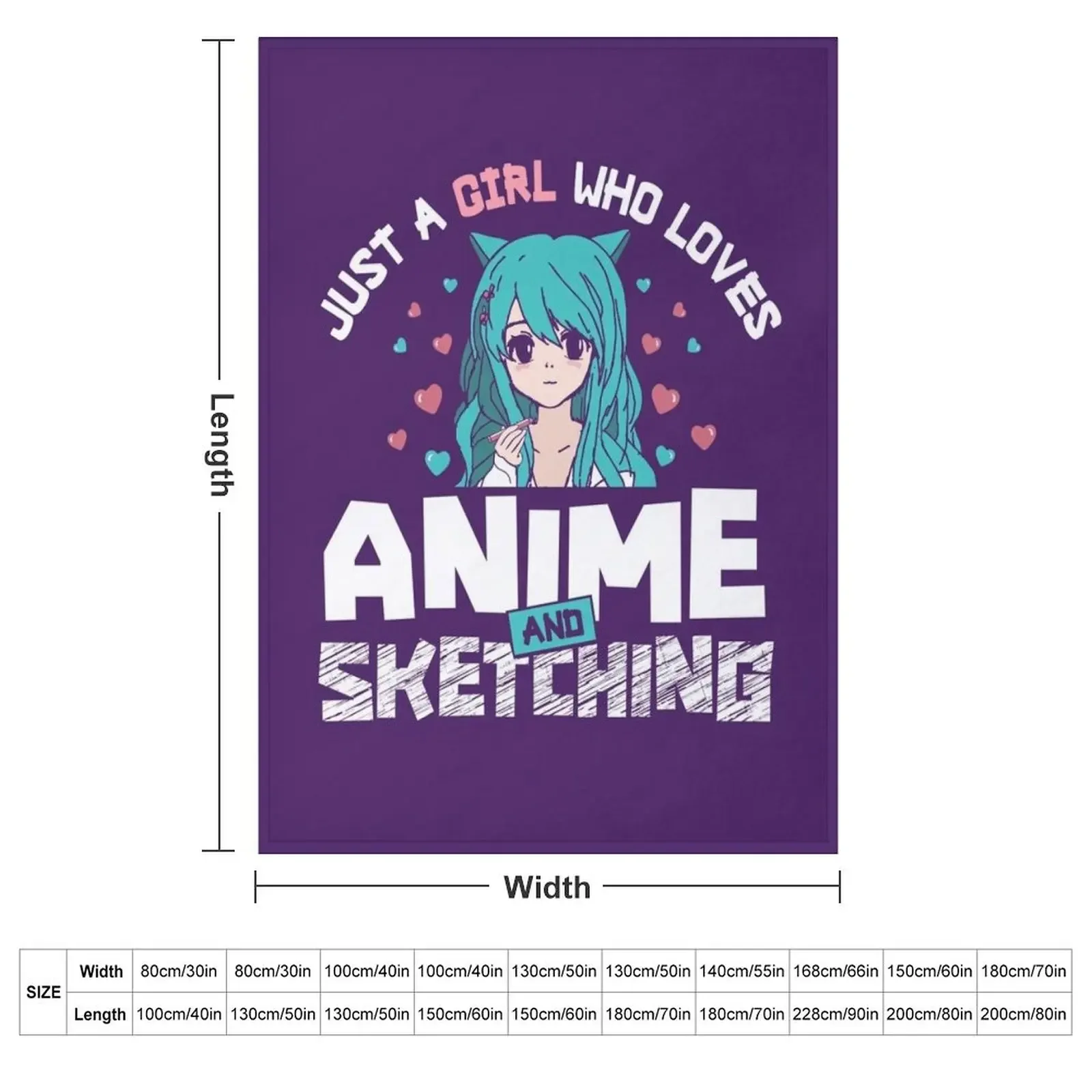 Anime and Sketching For Just a girl who loves Japanese manga and drawing Throw Blanket Quilt warm winter Fashion Sofas Blankets