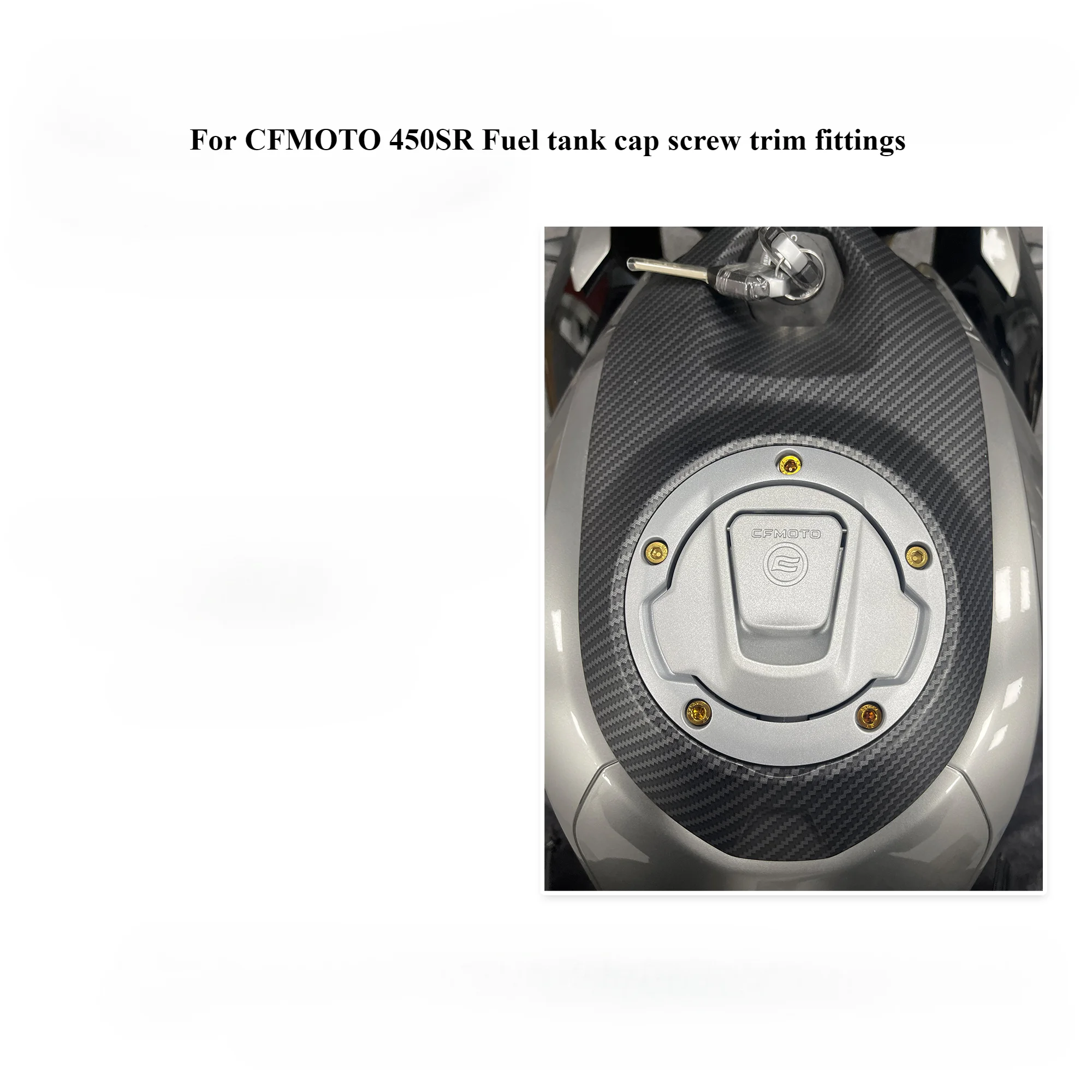 Motocicleta Fuel Tank Cap com Parafusos Decorativos, CFMOTO 450SR, Acessórios