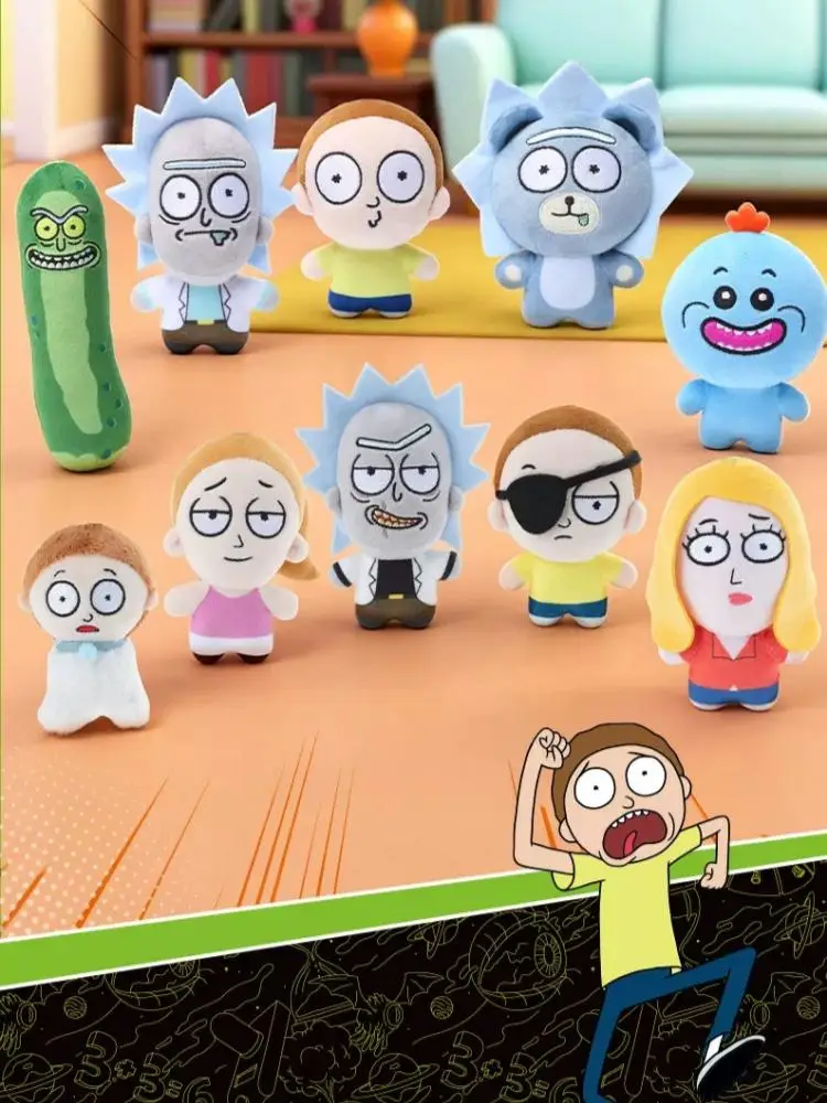 HUGKIS Rick And Morty Pickle Rick Plüsch-Anhänger, gefüllter Cartoon-Charakter, Spielzeug, Taschendekoration, Sammlerstück, Geschenk für erwachsene Fans