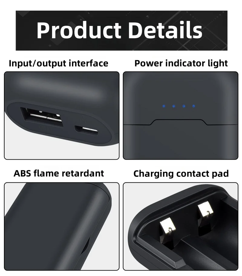 2*18650 Portable Power Bank Case, Dual Slot USB, No Soldering, Detachable and Portable, with Type-C Cable,Battery Not Included