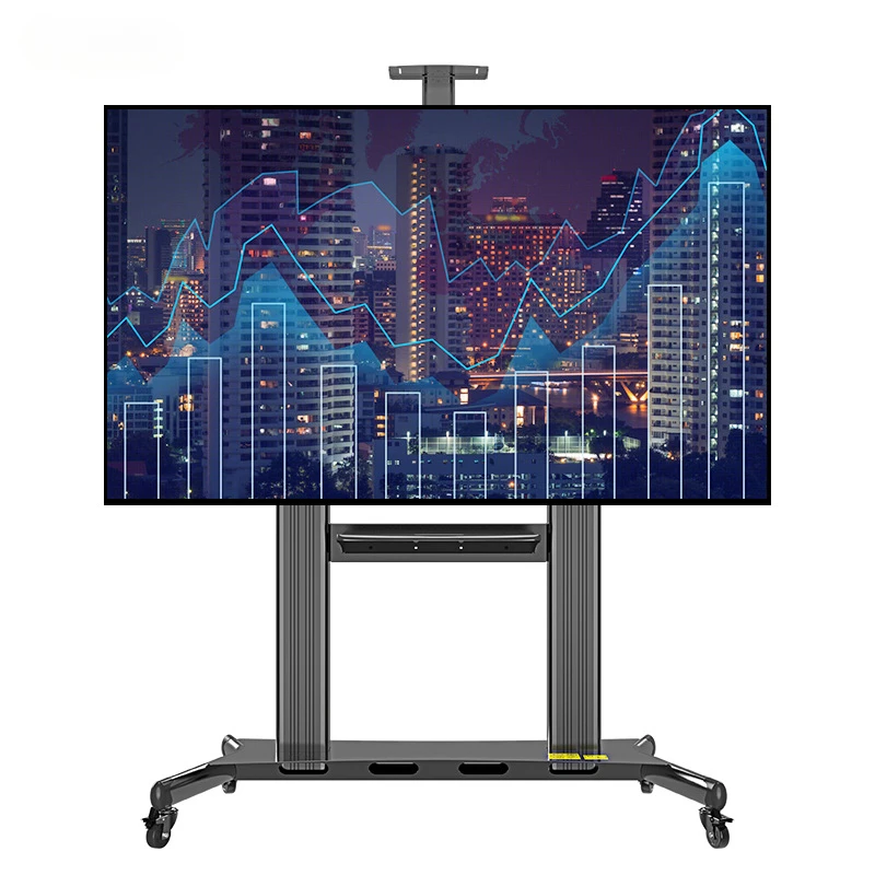 Multimedia TV Cart New Style LCD TV Cart Stand Manual Height Adjustable Max 1725mm Mobile TV Cart With Wheels For 100 Inches