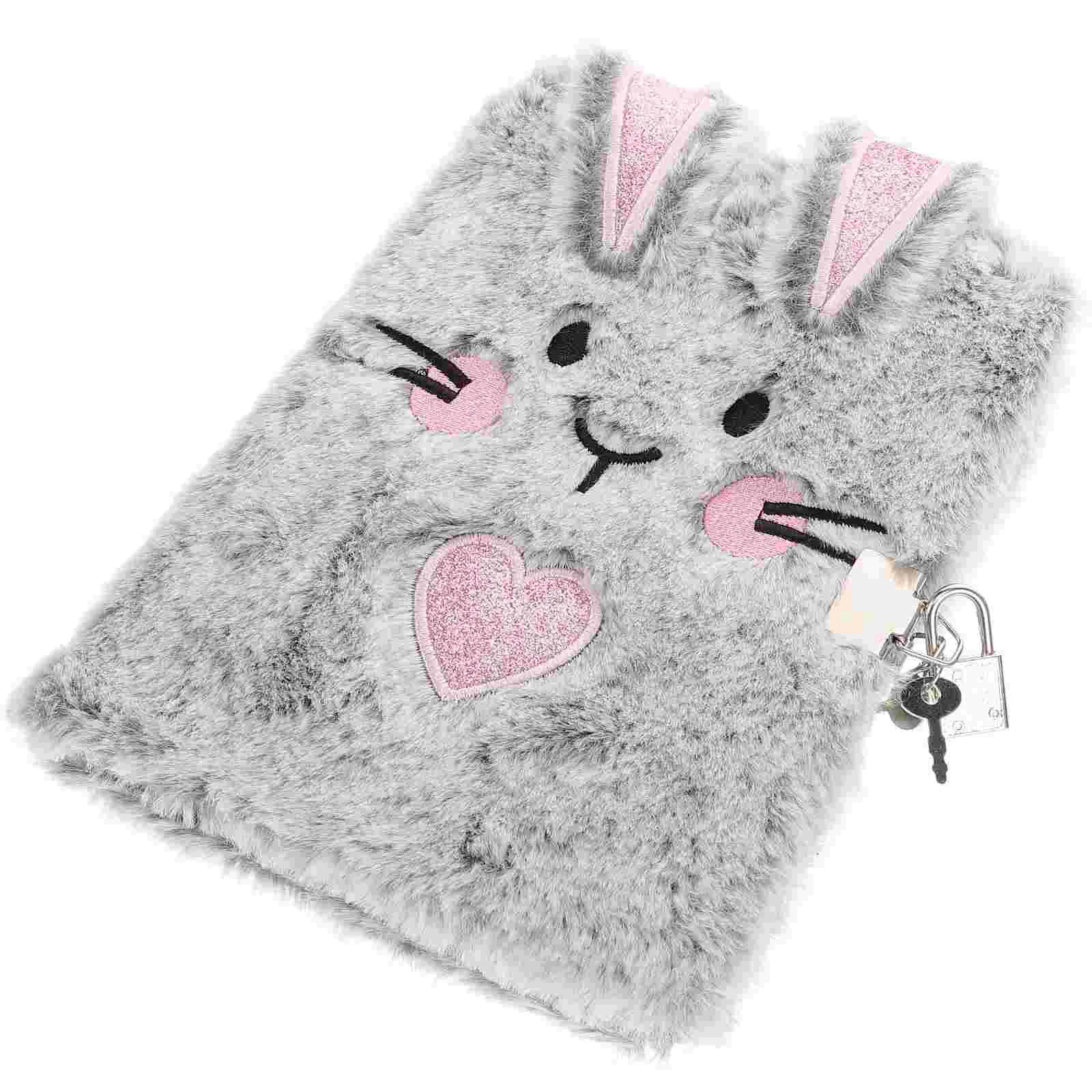 Cuaderno con cerradura, diario de dibujos animados, accesorio para niña, regalos femeninos, diario, cubierta de felpa de grabación esponjosa, Bloc de notas