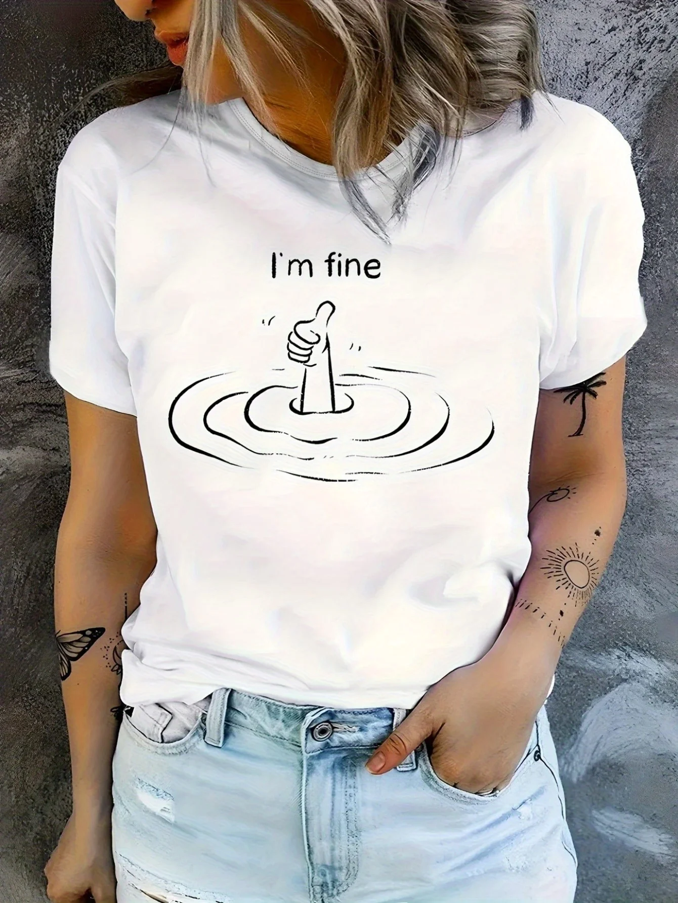 

Простая футболка, удобная дышащая женская футболка с круглым вырезом, модная футболка с буквенным мультяшным принтом, простой дизайн, Харадзюку