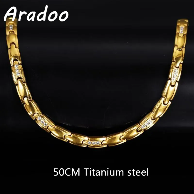 

ARADOO Titanium Steel Magnetic Necklace for Women with Zirconia Hematite Stainless Steel Collar Holiday Gift