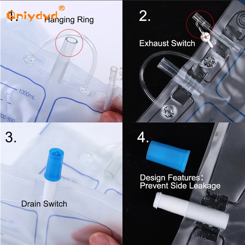 Erkek ve Kadın Yatalak İnkontinli Hastalar için 1000ml Drenaj Çantalı Taşınabilir Pisuvar Toplayıcı Yumuşak ve Çıkarılabilir