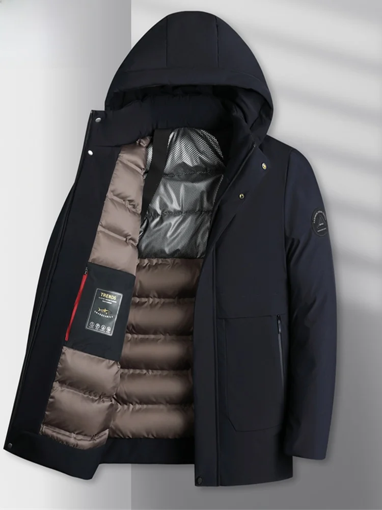 

Thiened Hooded Cotton Jaet for Men Warm Winter Outerwear Stand Fit Polyester Fiber Long Sve Zipper Closure Color