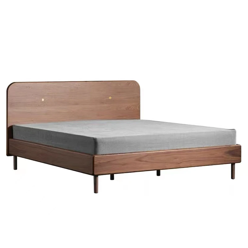 North American black walnut full solid wood log Nordic white wax wood Japanese master bed single bed
